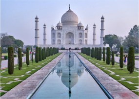 Sklenený obraz - Taj Mahal za východu slnka (70x50 cm)