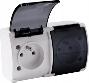 VIPLAST Dvojitá hermetická zásuvka na povrchovú montáž