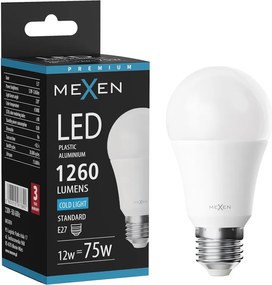 Mexen Nova, LED žiarovka E27, A60, 12W, studená - 6500K, 1260 lm - L100-E27-1265-01
