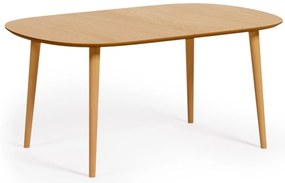 Okrúhly rozkladací jedálenský stôl v dekore duba v prírodnej farbe ø 160 cm Oqui – Kave Home