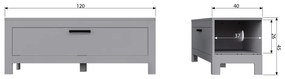 Svetlosivý TV stolík z borovicového dreva 120x45x40 cm Bonk – WOOOD