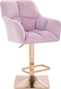 LuxuryForm DESIGN Barová stolička AMALFI VELUR na zlatej hranatej podstave - levanduľa