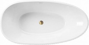 Rea Carmen, voľne stojaca vaňa 170x85 cm, biela, zlatý matný click-clack, KPL-W7506