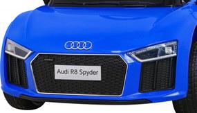 Ramiz Audi R8 Batéria pre deti Modrá + Diaľkové ovládanie + EVA + Pomalý štart + MP3 LED