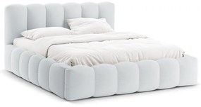 Svetlosivá čalúnená dvojlôžková posteľ s úložným priestorom s roštom 160x200 cm Lupine – Micadoni