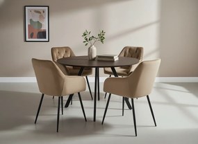 Noela Jedálenský set GYRUS 120 hnedý + 4x stolička SIENA béžová