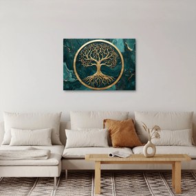 Obraz – Zlatý strom života v mramore (70x50 cm)