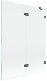 Mexen Lunar, 2-krídlová vaňová zástena pravá 130 x 150 cm, číre sklo, grafitová, 897-130-100-66-00-P