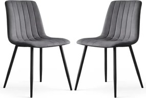 Sada dvoch jedálenských stoličiek LIVO zamatové, grafitové / čierne nohy (2 ks)