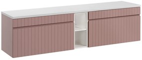 Závěsná skříňka pod umyvadlo Iconic s deskou 180 cm růžová/bílá