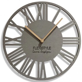 Jednoduché nástenné hodiny v drevenom dizajne sivé