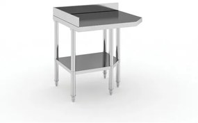 Rohový nerezový pracovný stôl, 900 x 800 x 850 mm