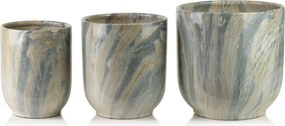 Sada 3 ks keramických květináčů NEVA MARBLE IV hnědá/šedá