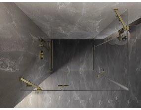 Mexen Lunar Duo, výklopný sprchový kút 115 x 100 cm, 8mm číre sklo, zlatý matný profil, 834-115L-100P-55-00