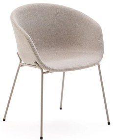 Béžové čalúnené jedálenské kreslo s podrúčkami Yvette – Kave Home