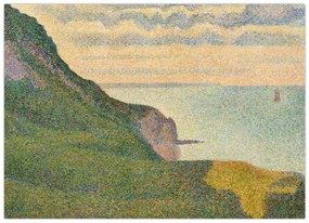 Sklenený obraz - Georges Seurat, Seascape at Port-en-Bessin, Normandy, reprodukcia (70x50 cm)