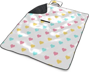 Sablio Plážová deka Trojfarebné srdiečka: 200x140 cm
