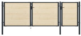 Plotová brána 413x175 cm oceľ a smrekové drevo 3055626