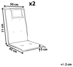 Sada 2 vankúšov na záhradné stoličky terakota TOSCANA / JAVA Beliani