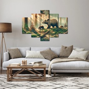 Obraz - Medvede v lese (150x105 cm)