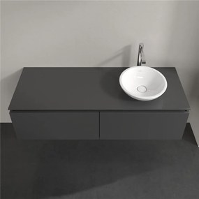 VILLEROY &amp; BOCH Legato závesná skrinka pod umývadlo na dosku (umývadlo vpravo), 2 zásuvky, 1400 x 500 x 380 mm, Glossy Grey, B58900FP