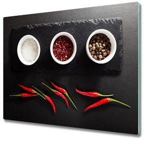 Sklenená doska na krájanie Korenie a chilli 60x52 cm