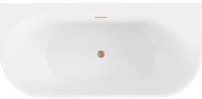 Mexen Oval+, voľne stojaca vaňa ku stene 170 x 80 cm, biela lesklá, medená matná prepad, 52681708000-65