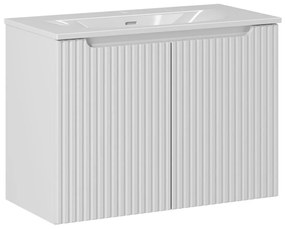 Závěsná umyvadlová skříňka Nova White se zápustným umyvadlem 80 cm bílá