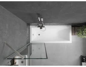 Mexen Next, 1-krídlová vaňová zástena 60 x 150 cm, 6mm číre sklo - čierny vzor, oceľová, 895-060-000-00-70-97