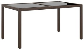 Záhradný stôl 150x90x75 cm tvrdené sklo a polyratan hnedý 310577