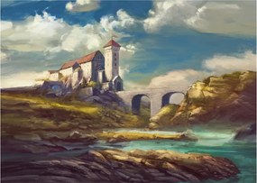 Sklenený obraz - Stredoveký hrad (70x50 cm)