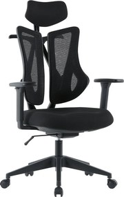 Kancelárska ergonomická stolička MORA — sieť / látka, čierna