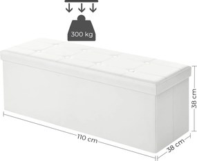 Dekorstudio Úložná taburetka LSF702V1 110x38x38 cm z ekokože – biela