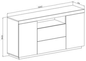 LUNGO KOMODA DUB WOTAN BIELA 164 cm