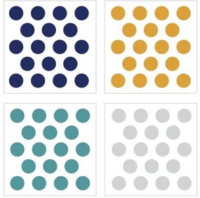 Samolepka do dětského pokoje sada konfety modrá, žlutá, šedá 5cm