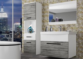 Kúpeľňový nábytok Belini šedý antracit Glamour Wood / biely mat + umývadlo + zrkadlo  ROD M 3/0/W/GWW/0/ZW