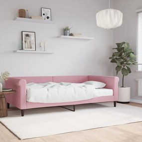 Denná posteľ s matracom ružová 100x200 cm zamat 3197757