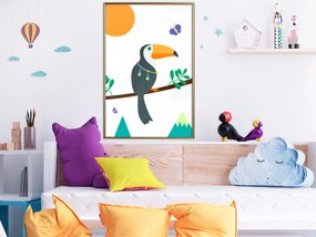 Artgeist Plagát - Toucan And Butterflies [Poster] Veľkosť: 40x60, Verzia: Čierny rám