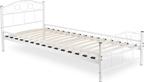 Kovová posteľ 90 cm Granjeros (biela) (s roštom). Akcia -22%. Vlastná spoľahlivá doprava až k Vám domov. 1119134