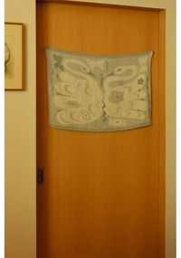 Ľanová utierka Kaksin 46x70, bielo-modrá