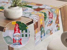 Biante Vianočný bavlnený behúň na stôl Sandra SA-405 Dedinka škriatkov 20x160 cm