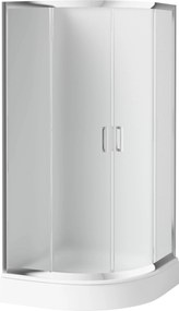 Deante Funkia, štvrťkruhový sprchový kút s posuvnými dverami 80x80 cm, výška 185cm, 5mm sklo námraza, chrómový profil, KYP_652K