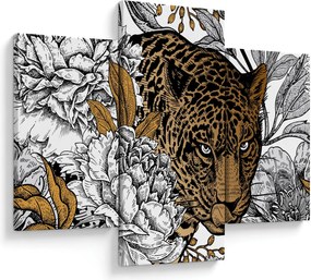 Obraz - Leopard medzi kvetmi (90x60 cm)