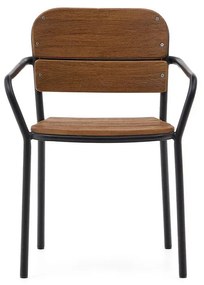 Čierno-hnedá dreveno-kovová záhradná stolička Algueret – Kave Home