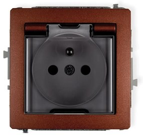 Zásuvka s krytom odolná voči striekajúcej vode hnedá D DGPB-1Z