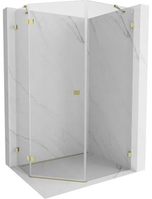 Mexen Lunar, päťuholníkový sprchový kút s ľavým sklonom 80 x 100 cm, 8mm číre sklo, zlatý profil, 831-080L-100P-50-00-L