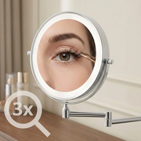 Rea Glow, kozmetické LED zrkadlo nástenné 20 cm, chrómová, HOM-70003