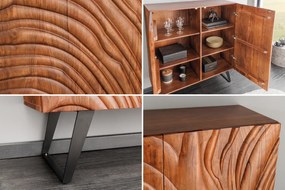 Komoda FLUID 120 cm 3D akáciové drevo orech hnedá