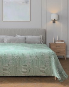 Prehoz na posteľ 220x260 cm farba produktu zelená látka zapletaná, vzorované
