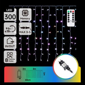 Aigostar - LED RGBY Vonkajší vianočný reťazec 300xLED/6W/230V/8 funkcií 3x1m IP44 + DO
